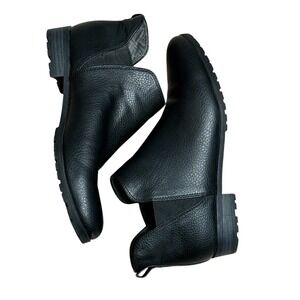 Dr. Scholls Real Cute Black Ankle Boots Side Cutout Pebbled Booties Womens 10M